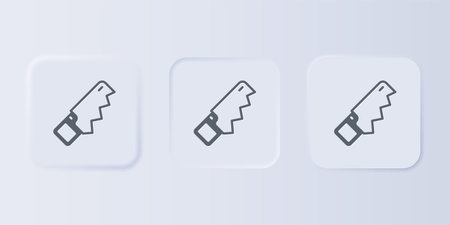 Gray Hand saw icon isolated on gray background. Set icons in square buttons. Vector.のイラスト素材