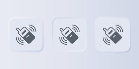 Gray Smartphone, mobile phone icon isolated on gray background. Set icons in square buttons. Vector.のイラスト素材