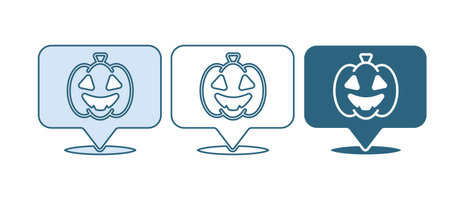 Blue Pumpkin icon isolated on white background. Happy Halloween party. Vector.のイラスト素材