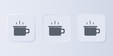 Gray Coffee cup icon isolated on gray background. Tea cup. Hot drink coffee. Set icons in square buttons. Vector.のイラスト素材