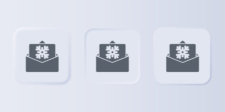 Gray Christmas postcard icon isolated on gray background. Merry Christmas and Happy New Year. Set...