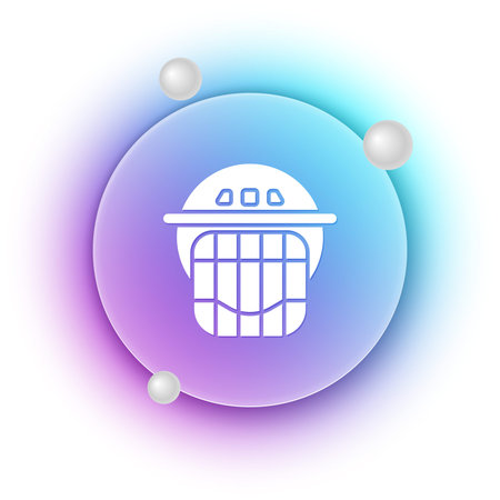 White Hockey helmet icon isolated on white background. Blue and purple gradient circle background. Vector.のイラスト素材