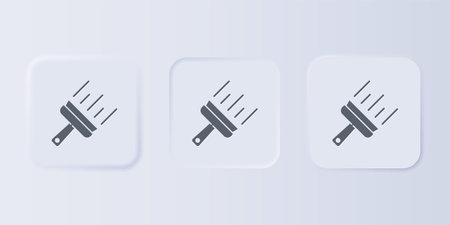 Gray Cleaning service with rubber cleaner for windows icon isolated on gray background. Squeegee, scraper, wiper. Set icons in square buttons. Vector.のイラスト素材