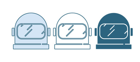 Blue Astronaut helmet icon isolated on white background. Vector.のイラスト素材