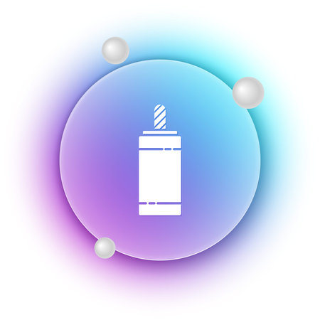 White Firework icon isolated on white background. Concept of fun party. Explosive pyrotechnic symbol. Blue and purple gradient circle background. Vector.のイラスト素材