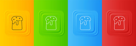 White Easter cake icon isolated on colorful background. Happy Easter. Set icons in square buttons. Vector.のイラスト素材