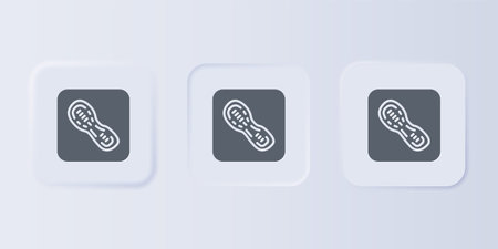Gray Human footprints shoes icon isolated on gray background. Shoes sole. Set icons in square buttons. Vector.のイラスト素材
