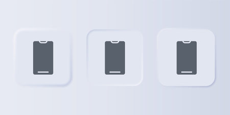 Gray Smartphone, mobile phone icon isolated on gray background. Set icons in square buttons. Vector.のイラスト素材