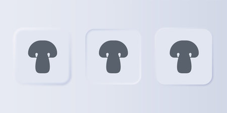 Gray Mushroom icon isolated on gray background. Set icons in square buttons. Vector.のイラスト素材