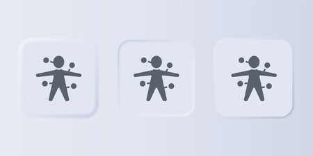 Gray Voodoo doll icon isolated on gray background. Set icons in square buttons. Vector.