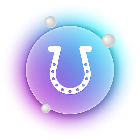 White Horseshoe icon isolated on white background. Blue and purple gradient circle background. Vector.のイラスト素材