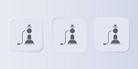 Gray Hookah icon isolated on gray background. Set icons in square buttons. Vector.のイラスト素材