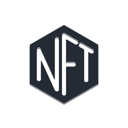 Black NFT Digital crypto art icon isolated on white background. Non fungible token. Vector.のイラスト素材