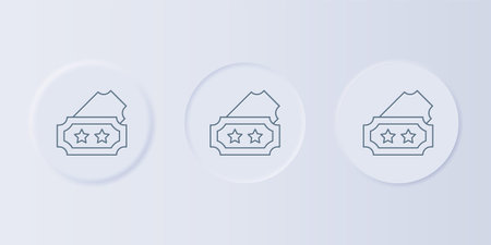 Gray Ticket icon isolated on gray background. Amusement park. Set icons in square buttons. Vector.のイラスト素材