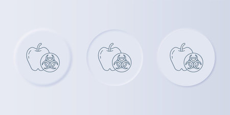 Gray Genetically modified apple icon isolated on gray background. GMO fruit. Set icons in square buttons. Vector.のイラスト素材
