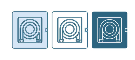 Blue Fire hose cabinet icon isolated on white background. Vector.のイラスト素材