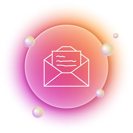 White Greeting card icon isolated on white background. Celebration poster template for invitation or greeting card. Orange and pink gradient circle background. Vector.のイラスト素材