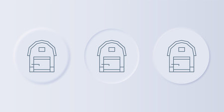 Gray Farm house icon isolated on gray background. Set icons in square buttons. Vector.のイラスト素材