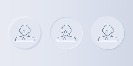 Gray Tear cry eye icon isolated on gray background. Set icons in square buttons. Vector.のイラスト素材