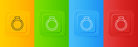 White Gold ring icon isolated on colorful background. Set icons in square buttons. Vector.のイラスト素材