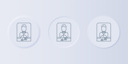 Gray Casino dealer icon isolated on gray background. Casino croupier. Set icons in square buttons....