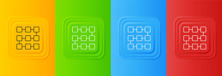 White NFT blockchain technology icon isolated on colorful background. Non fungible token. Digital crypto art concept. Set icons in square buttons. Vector.のイラスト素材