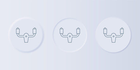 Gray Aircraft steering helm icon isolated on gray background. Aircraft control wheel. Set icons in square buttons. Vector.のイラスト素材