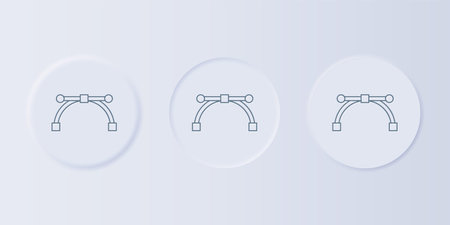 Gray Bezier curve icon isolated on gray background. Pen tool icon. Set icons in square buttons. Vector.のイラスト素材