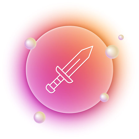 White Sword icon isolated on white background. Medieval weapon. Orange and pink gradient circle background. Vector.のイラスト素材