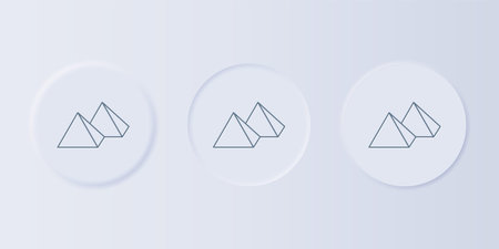Gray Egypt pyramids icon isolated on gray background. Symbol of ancient Egypt. Set icons in square buttons. Vector.のイラスト素材