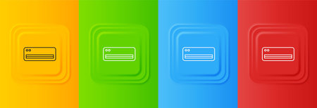 White Air conditioner icon isolated on colorful background. Split system air conditioning. Cool and cold climate control system. Set icons in square buttons. Vector.のイラスト素材