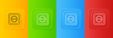 White Electrical outlet icon isolated on colorful background. Power socket Rosette symbol. Set icons in square buttons. Vector.のイラスト素材