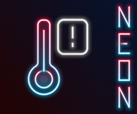Glowing neon line Sauna thermometer icon isolated on black background. Sauna and bath equipment....
