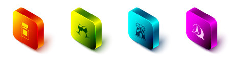 Set Isometric Perfume Wine glass Windmill and Eiffel tower icon. Vector.のイラスト素材