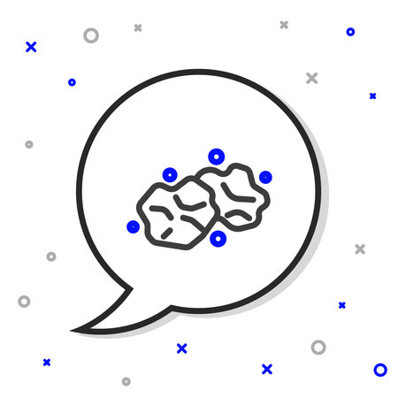 Line Gold nugget icon isolated on white background. Mineral boulder. Colorful outline concept. Vector.のイラスト素材