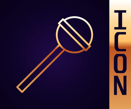 Gold line Lollipop icon isolated on black background. Food, delicious symbol. Vector Illustration.のイラスト素材