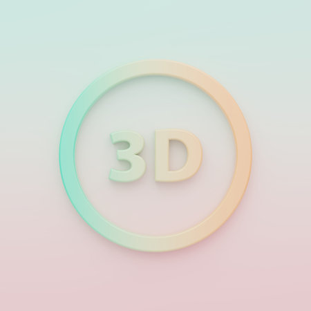 Green-orange 3D word icon isolated on color background. Minimalism concept. 3D render illustration.