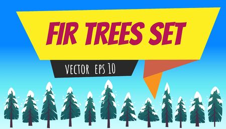 Collection set of beautiful Christmas fir trees , modern cartoon different flat design isolated on a white background . vector illustration eps 10のイラスト素材
