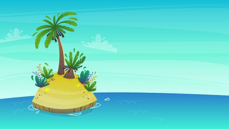 summer vacation on a paradise island tour travel vacation, tourism beach tickets sand near the sea or ocean. pirate treasure map for kids . vector cartoon illustrationのイラスト素材