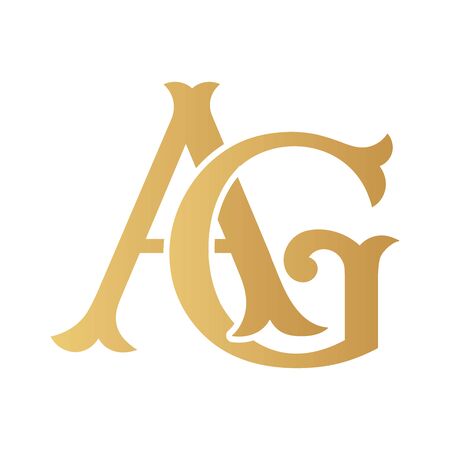 Golden AG monogram isolated in white.のイラスト素材