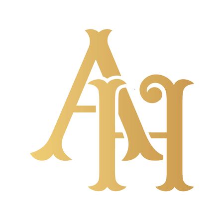 Golden AH monogram isolated in white.のイラスト素材
