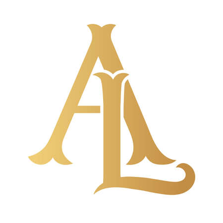 Golden AL monogram isolated in white.のイラスト素材
