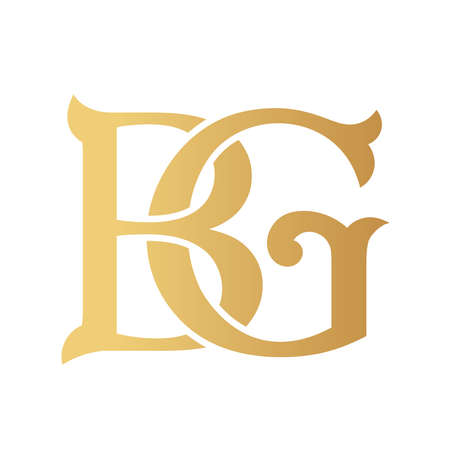 Golden BG monogram isolated in white.のイラスト素材