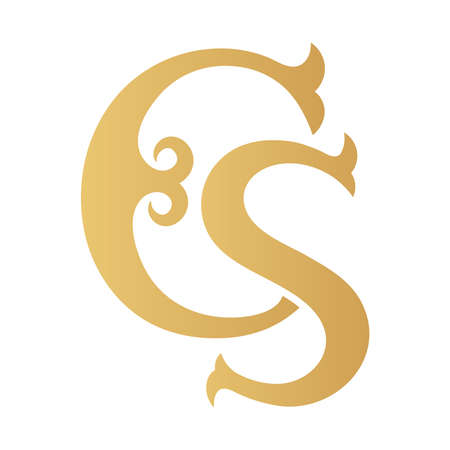 Golden CS monogram isolated in white.のイラスト素材