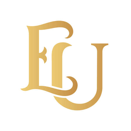 Golden EU monogram isolated in white.のイラスト素材
