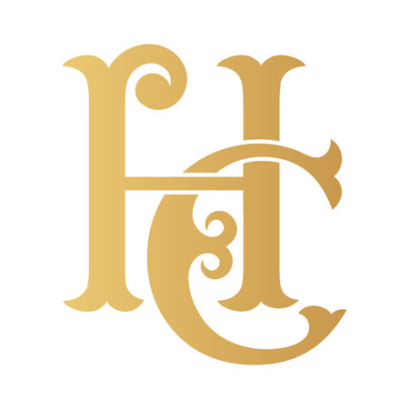 Golden HC monogram isolated in white.のイラスト素材