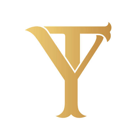 Golden YT monogram isolated in white.のイラスト素材