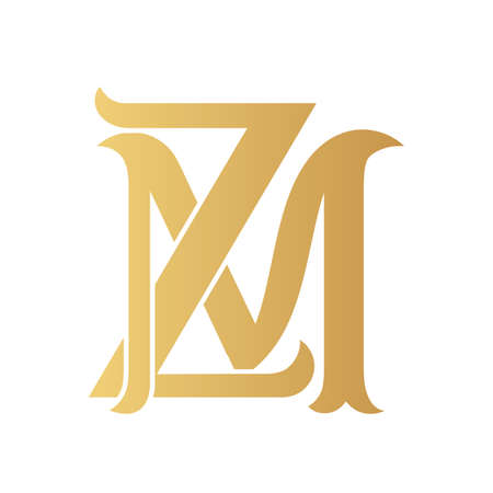 Golden ZM monogram isolated in white.のイラスト素材