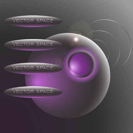 Menu button site space theme gray pink design illustration space planetのイラスト素材