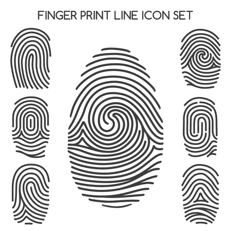 Fingerprint icons. Finger print line icons or thumbprint signs. Vector illustrationのイラスト素材